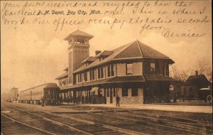 Bay City Michigan MI PM RR Train Depot Station 1907 Used Postcard