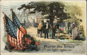 WF Burger Civil War Memorial Day Veterans Flags c1910 Postcard 