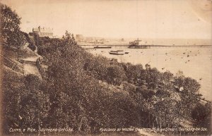 SOUTHEND-ON-SEA ESSEX ENGLAND~CLIFFS & PIER~1905 WALTER DOWSETT PHOTO POSTCARD