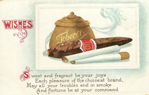 BB London Embossed Postcard E2440 Cigarette and Cigar Wishes For Fragrant Joys