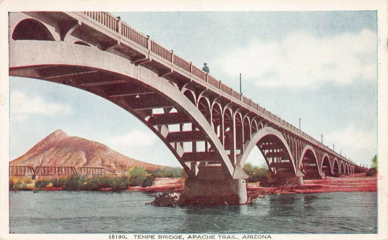 Tempe Bridge, Apache Trail, Arizona, early postcard, unused