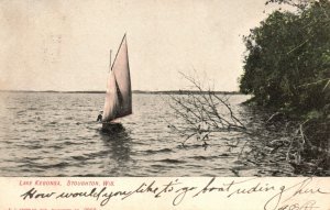 Vintage Postcard 1908 Lake Kegonsa Sailboat in Water Stoughton WI Wisconsin