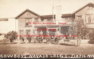 NM, Datil, New Mexico, RPPC, Navajo Lodge, Cowboys on Horses, Photo