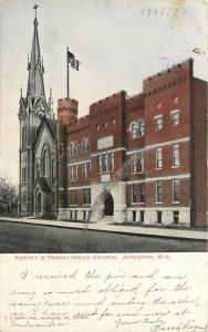 1901-1907 Postcard; Armory and Presbyterian Church, Appleton WI