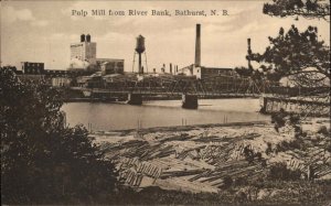 Bathurst New Brunswick NB Factory Plant Mill Pulp Mill c1930s Postcard