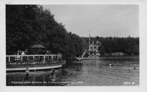 Terrace Restaurant Babylonskem Prague Czech Republic Old Postcard