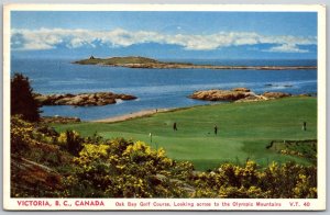 Vtg Victoria BC Canada Oak Bay Golf Course Olympic Mountains 1950s View Postcard