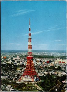 Postcard Japan Tokyo Tower birds eye view stamp