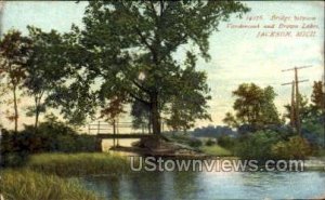 Bridge between Vandercook and Brown Lakes in Jackson, Michigan