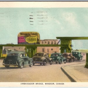 c1940s Windsor Canada Ambassador Bridge Border Crossing Cars Welcome Sign WR 4