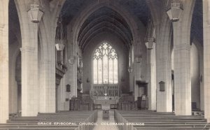 J84/ Colorado Springs RPPC Postcard c40s Grace Episcopal Church Interior 199