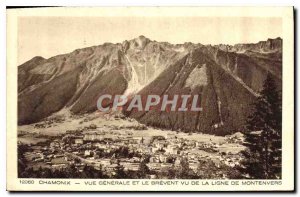 Old Postcard Chamonix Vue Generale Brevent and saw the line Montenvers