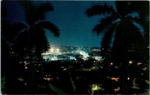 VINTAGE POSTCARD VIEW OF PANAMA CITY AT NIGHT EARLY 1970s