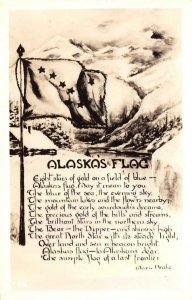 RPPC, AK Alaska  ALASKA'S FLAG Song Lyrics By MARIE DRAKE c1940's Photo Postcard