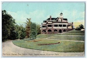 c1910 Casino Canoe House Riverton Park Exterior Portland Maine Vintage Postcard