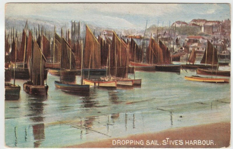 Cornwall; Dropping Sail, St Ives PPC By Hildesheimer, To Miss Kemsbury, Highgate 