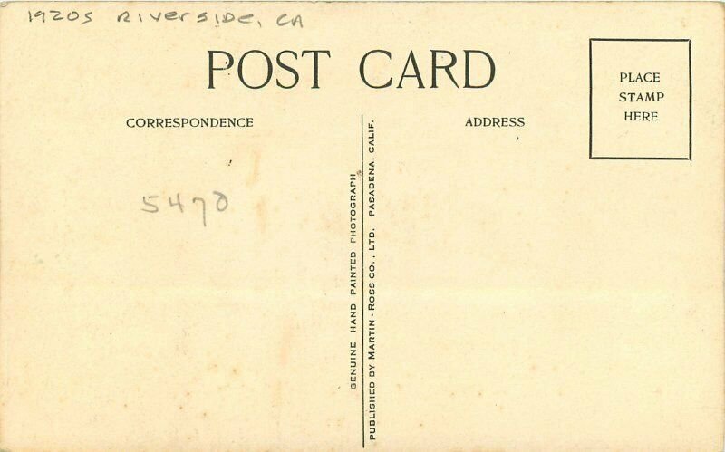 Hand Painted Martin Ross Mt Rubidoux 1920s Riverside California Postcard 9951