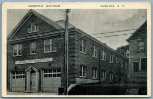 PAWLING NY FIRE DEPARTMENT MUNICIPAL BUILDING ANTIQUE POSTCARD fire fighting