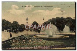 Old Postcard The Paris Champs Elysees roundabout
