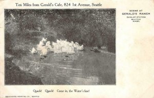 GERALD'S RANCH Dunlap Station, Cafe Seattle, WA Ducks 1909 Vintage Postcard