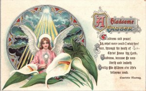 Vintage Postcard 1911 A Gladsome Easter Poem Charlotte Murray Angel Greetings