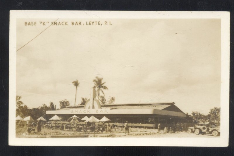 LEYTE PHILIPPINES P.I. US ARMY WWII BASE SNACK BAR REAL PHOTO POSTCARD