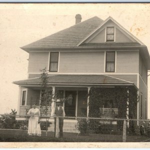 c1910s De Witt IA RPPC Dieckmann Family Home Farm House Postcard Foursquare A161