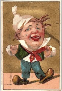 1880's Lot of 4 Exaggerated Heads Victorian Trade Card P130