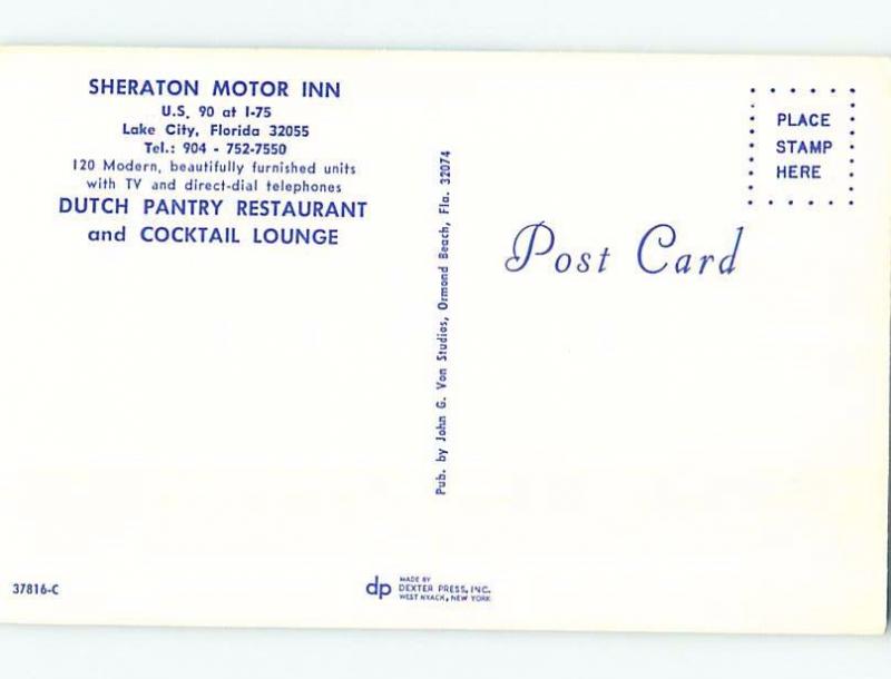 Unused Pre-1980 SHERATON HOTEL Lake City Florida FL c1036