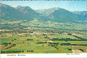 Hamilton, MT Montana BIRD'S EYE VIEW City~Rocky Mtns~Ravalli County 4X6 Postcard