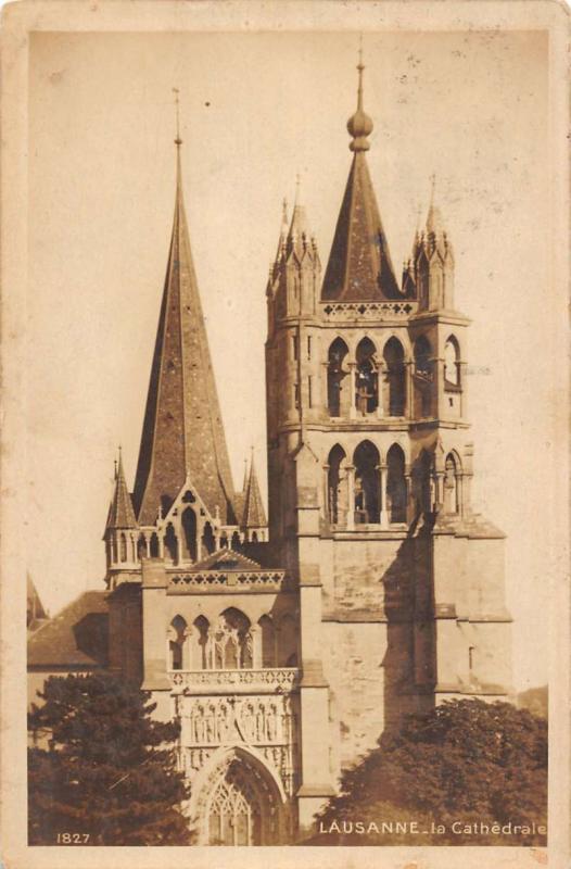 Lausanne Vaud Switzerland birds eye view local Cathedral real photo pc Y14217