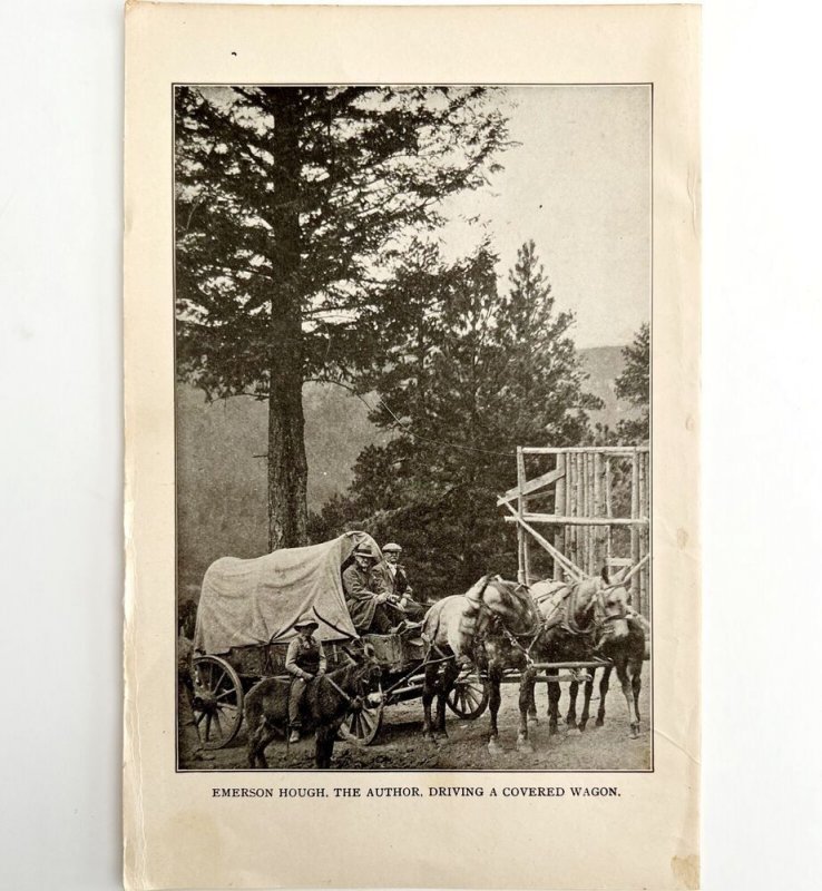 1900s Emerson Hough Author Covered Wagon Horse Print Antique Ephemera 7.5 x 4.75 