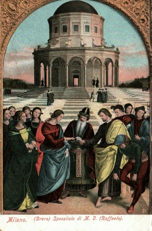 Milan Italy Marriage of the Virgin Painting By Raphael Vintage Postcard