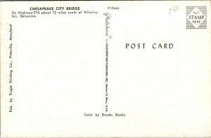 Vtg Chespeake City Bridge Over Chesapeake & Delaware Canal DE Postcard