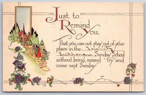 Cherokee Iowa~Trinity Lutheran Church Sunday School Reminder~1931 ART DECO PC