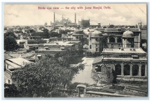 c1920's Birds Eye View City with Juma Masjid Delhi India Antique Postcard