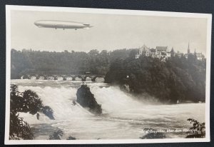 Mint Germany Real Picture Postcard Graf Zeppelin LZ 127 Over Rheinfall