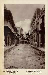 colombia, BARRANQUILLA, Carrera Mercado (1920s) RPPC Postcard