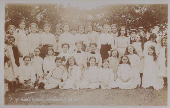 St Marys Girls School Nottingham Outing Antique Real Photo Postcard