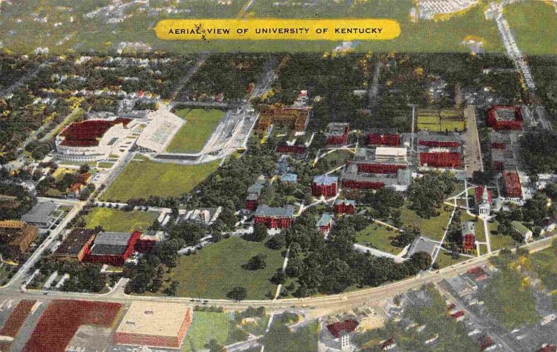 University of Kentucky Lexington Aerial View linen postcard 