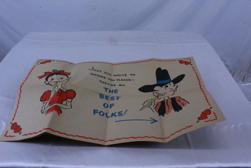 Vintage 1948 Un-used Craft Paper Folded Hallmark Valentine Card Open 23 x 18