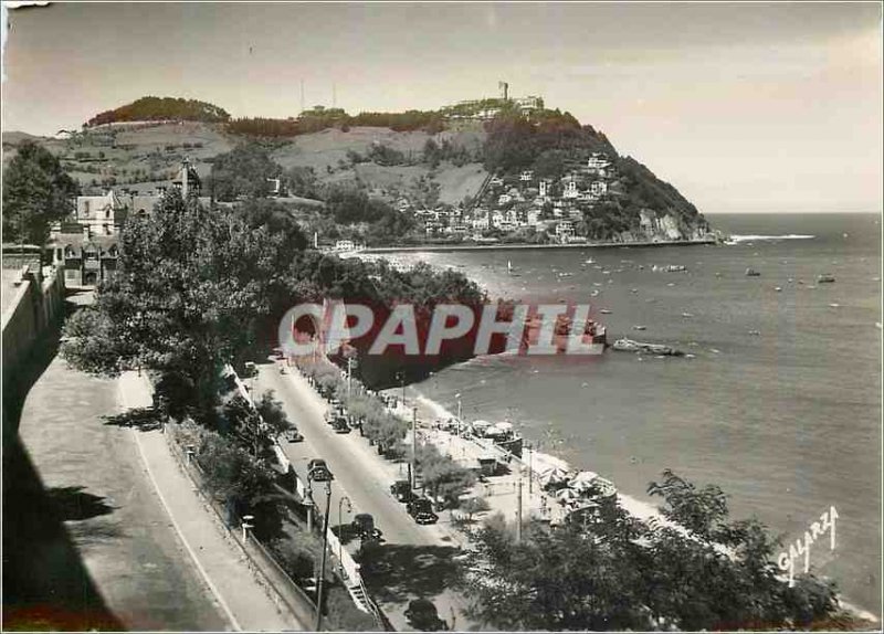 Postcard Modern San Sebastian Miramar Royal Palace and Mount Igueldo