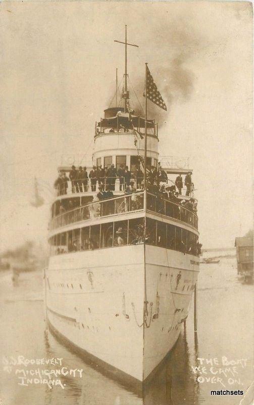 1911 SS Roosevelt Michigan City Indiana RPPC Real photo postcard 1155