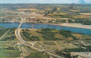 Canada Aerial View Of Peace River At Taylor British Columbia