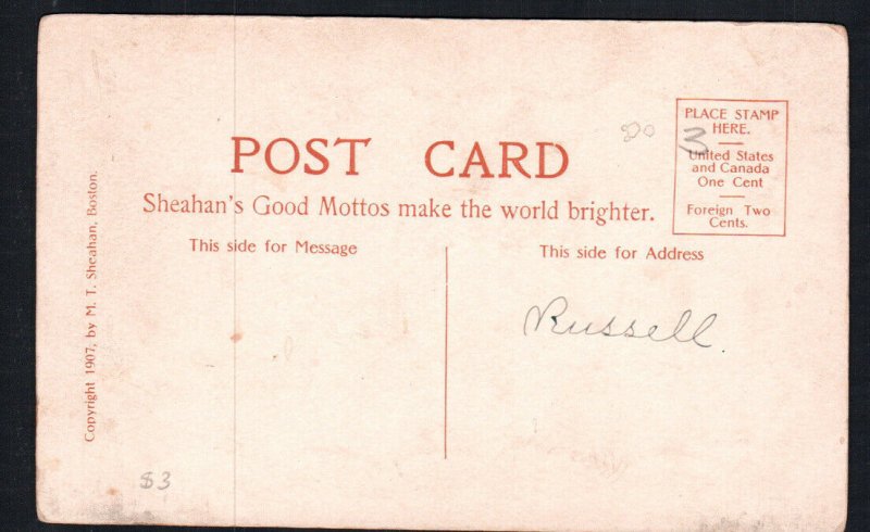 Antique Art Noveau - M.T. Sheahan Postcard Good Motto Do What's Right Come what