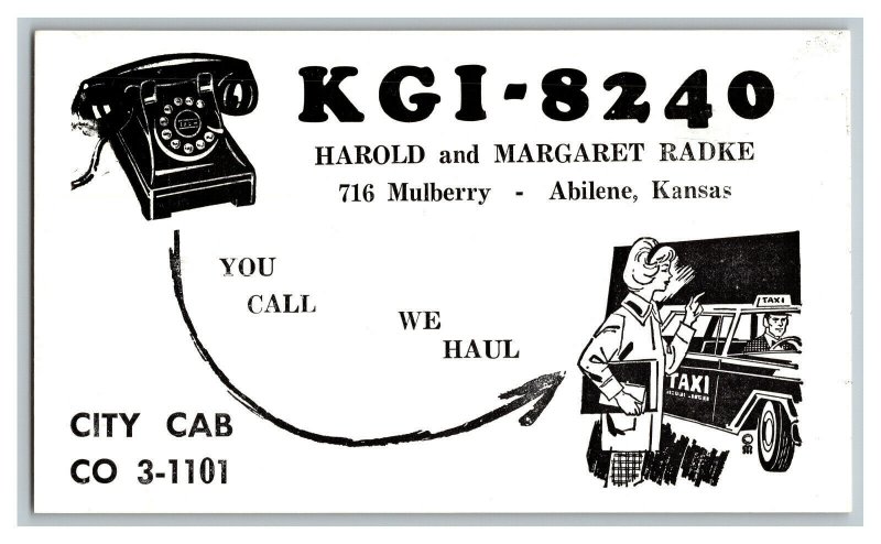 QSL Radio Card From Abilene Kansas KGI-8240 