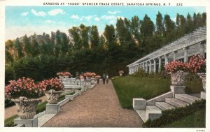 Vintage Postcard 1930's Gardens Yaddo Spencer Trask Estate Saratoga Springs NY