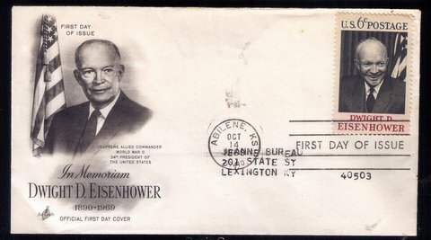 1969 US Sc #1383 FDC Dwight D.Eisenhower Good Condition.