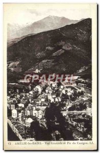 Old Postcard Amelie les Bains General view and peak Canigou