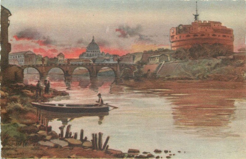 Italy Roma castel s angelo e 5 pietro Postcard